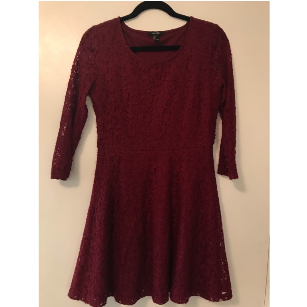 Maroon Long Sleeve Dress